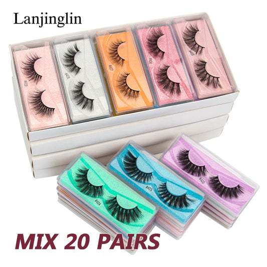 Reusable 3D Mink Eyelash Set (20 Pairs) Bold, Fluffy, and Long-Lasting Volume